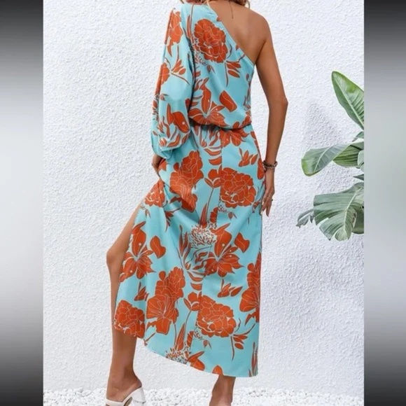 Boho Floral Print One Shoulder Maxi Dress - Picture 12 of 14